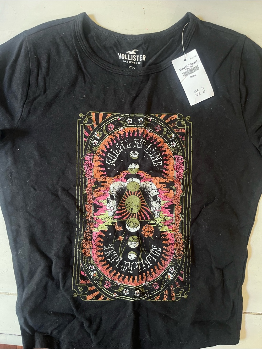 Hollister Black Crewneck Tee with Subtle Logo